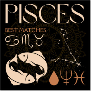 Pisces Horoscope Sign Celestial Zodiac Art Posters and Art