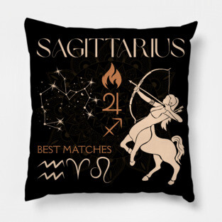 Sagittarius Zodiac Horoscope Fire Sign Design Pillow