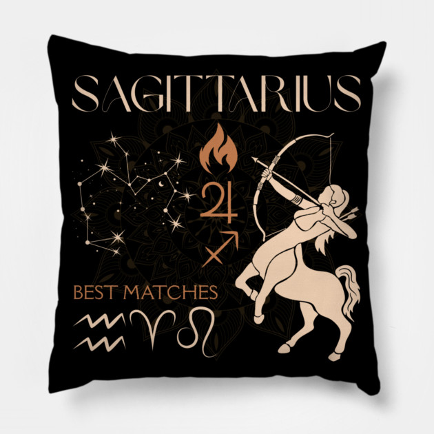 Sagittarius Zodiac Horoscope Fire Sign Design Pillow by TuncGK