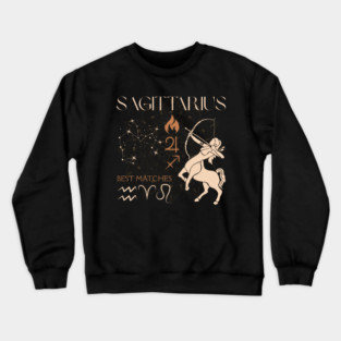 Sagittarius Zodiac Horoscope Fire Sign Design Crewneck Sweatshirt