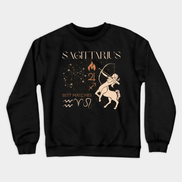 Sagittarius Zodiac Horoscope Fire Sign Design Crewneck Sweatshirt by TuncGK