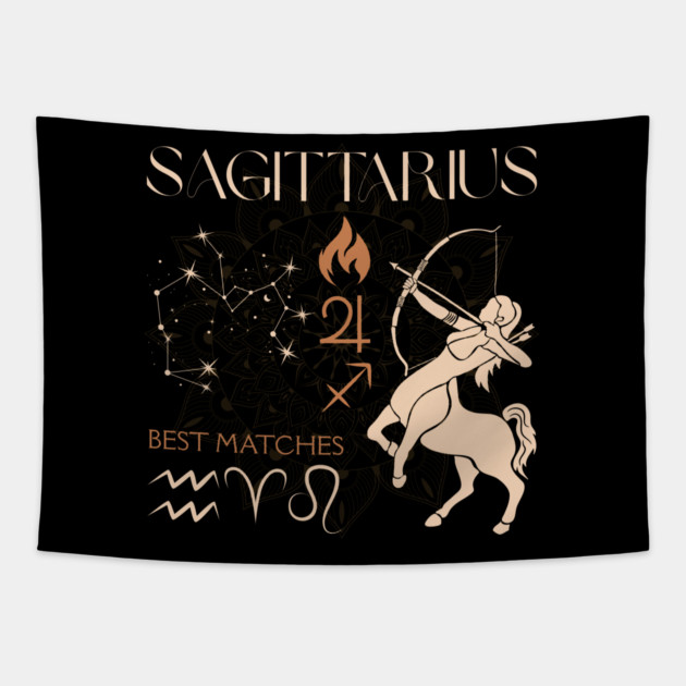 Sagittarius Zodiac Horoscope Fire Sign Design Tapestry by TuncGK