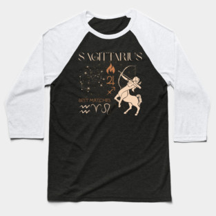 Sagittarius Zodiac Horoscope Fire Sign Design Baseball T-Shirt