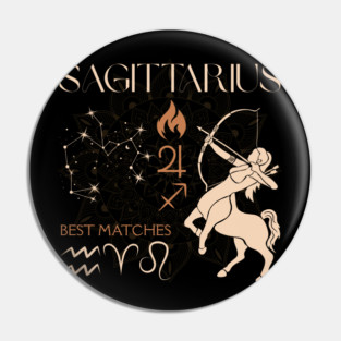 Sagittarius Zodiac Horoscope Fire Sign Design Pin