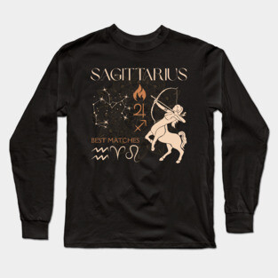 Sagittarius Zodiac Horoscope Fire Sign Design Long Sleeve T-Shirt