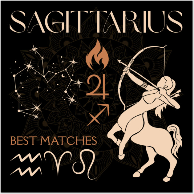 Sagittarius Zodiac Horoscope Fire Sign Design Wall Art by TuncGK