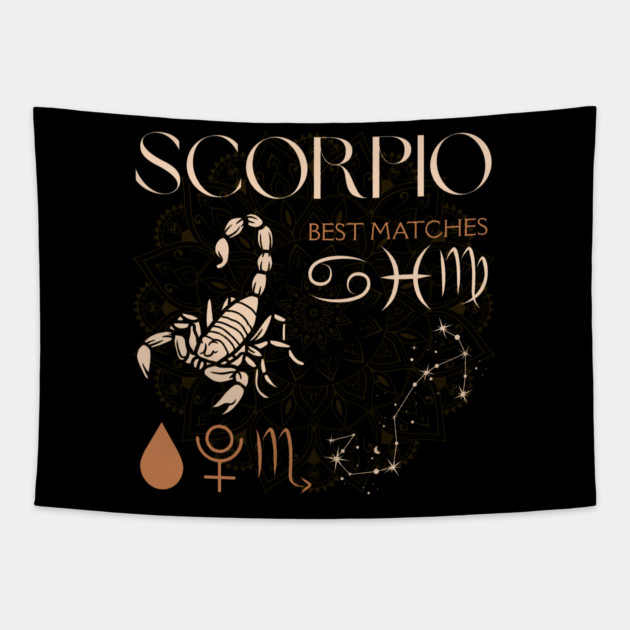 Scorpio Horoscope Sign Celestial Zodiac Art Tapestry by TuncGK