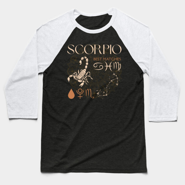 Scorpio Horoscope Sign Celestial Zodiac Art Baseball T-Shirt by TuncGK