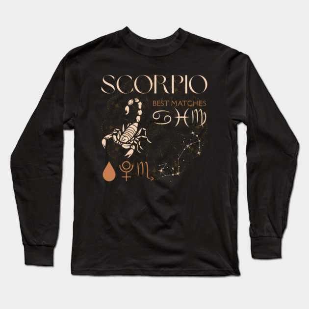 Scorpio Horoscope Sign Celestial Zodiac Art Long Sleeve T-Shirt by TuncGK
