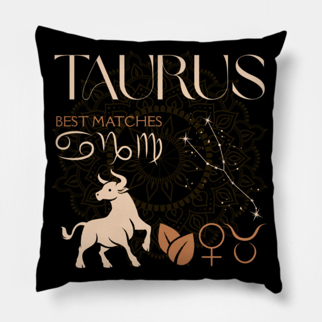 Taurus Horoscope Compatibility Celestial Zodiac Art Pillow by TuncGK