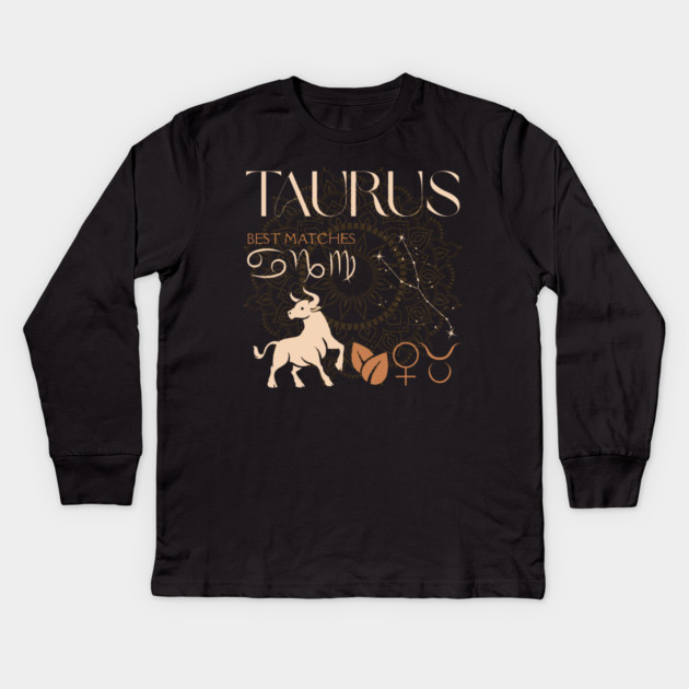 Taurus Horoscope Compatibility Celestial Zodiac Art Kids Long Sleeve T-Shirt by TuncGK