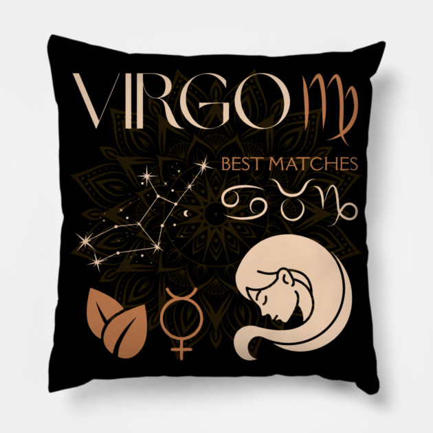 Virgo Zodiac Sign Compatibility Celestial Design Pillow by TuncGK