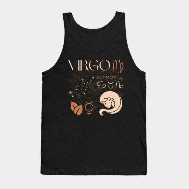 Virgo Zodiac Sign Compatibility Celestial Design Tank Top by TuncGK