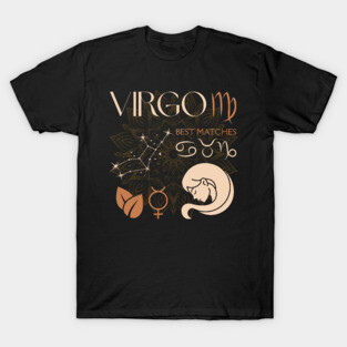 Virgo Zodiac Sign Compatibility Celestial Design T-Shirt