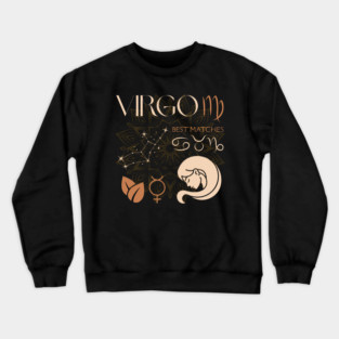 Virgo Zodiac Sign Compatibility Celestial Design Crewneck Sweatshirt