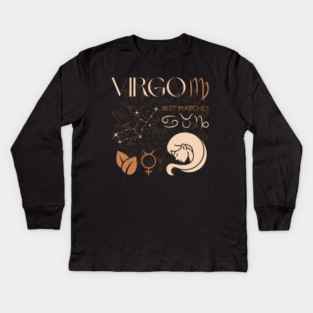Virgo Zodiac Sign Compatibility Celestial Design Kids Long Sleeve T-Shirt