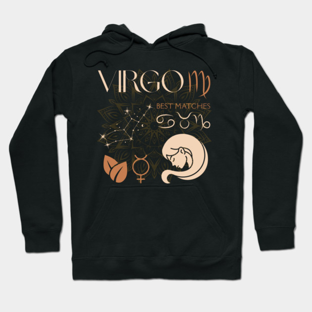 Virgo Zodiac Sign Compatibility Celestial Design Hoodie by TuncGK