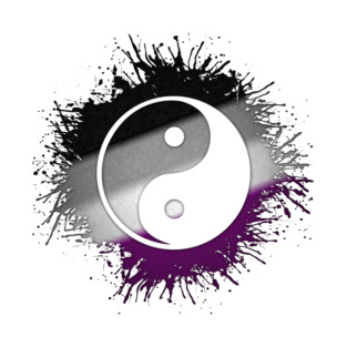 Paint Splatter Asexual Pride Yin-Yang Symbol – Artistic & Spiritual Design T-Shirt