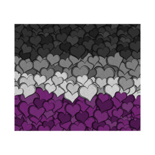Asexual Pride Overlapping Hearts Flag – Layered Heart Pattern in Ace Flag Colors (Black, Gray, White, Purple) T-Shirt