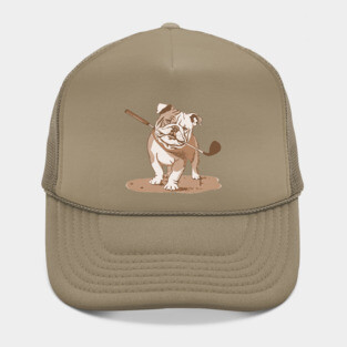 Vintage Style Bulldog Golfer with Putter Hat