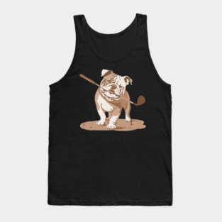 Vintage Style Bulldog Golfer with Putter Tank Top