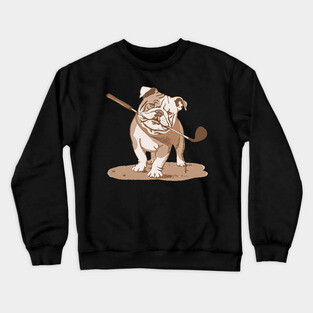 Vintage Style Bulldog Golfer with Putter Crewneck Sweatshirt