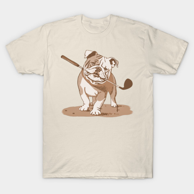 Vintage Style Bulldog Golfer with Putter T-Shirt by DonWillisJrArt