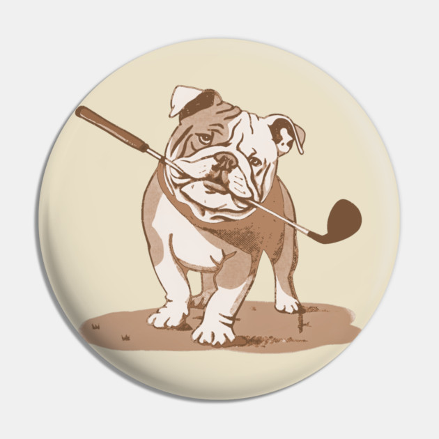 Vintage Style Bulldog Golfer with Putter Pin by DonWillisJrArt