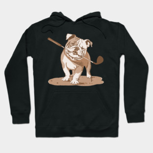 Vintage Style Bulldog Golfer with Putter Hoodie