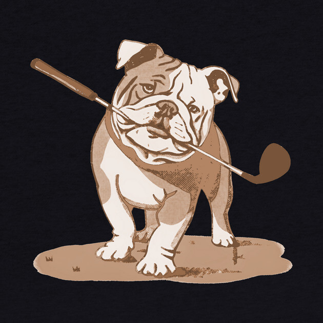 Vintage Style Bulldog Golfer with Putter by DonWillisJrArt