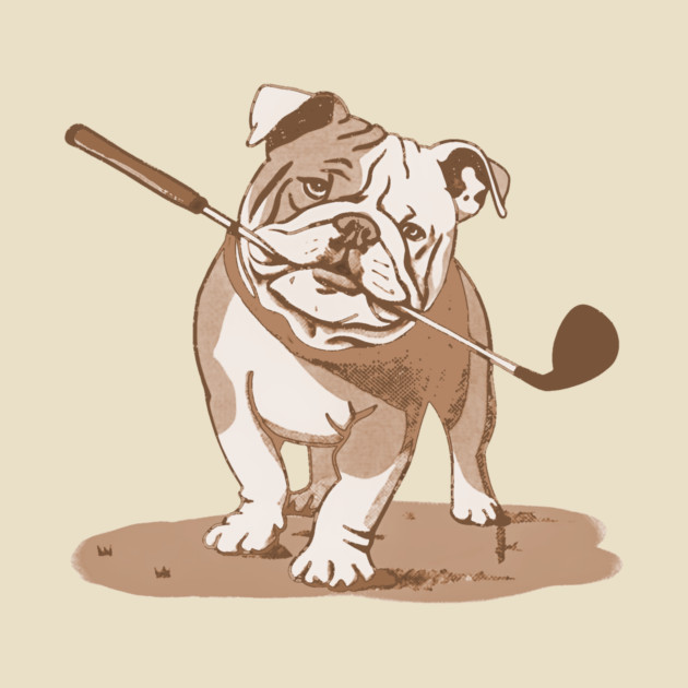Vintage Style Bulldog Golfer with Putter by DonWillisJrArt