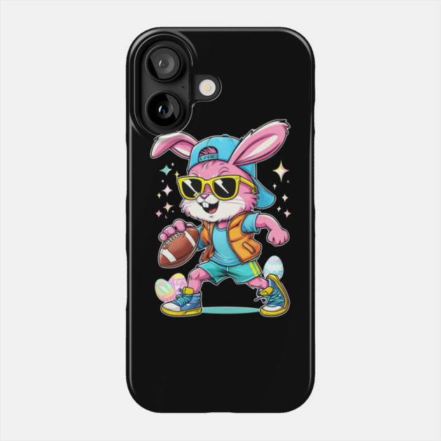 Easter Sport Happy Easter Bunny Playing American Football Kids Boys Phone Case by Creatifly Graphic Tees