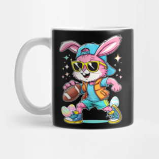 Easter Sport Happy Easter Bunny Playing American Football Kids Boys Mug