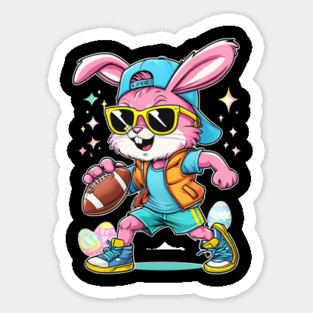 Easter Sport Happy Easter Bunny Playing American Football Kids Boys Magnet