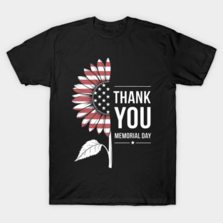 American Flag Memorial Day Sunflower USA T-Shirt