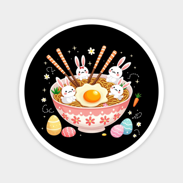 Easter Ramen Bunny Cute Anime Happy Easter Day Magnet by Creatifly Graphic Tees