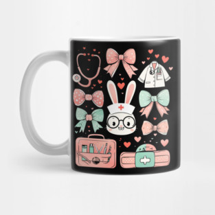 Easter Nurse Coquette Bunny Stethoscope Bow rabbit Nursing Mug