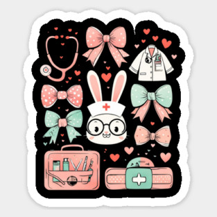 Easter Nurse Coquette Bunny Stethoscope Bow rabbit Nursing Sticker