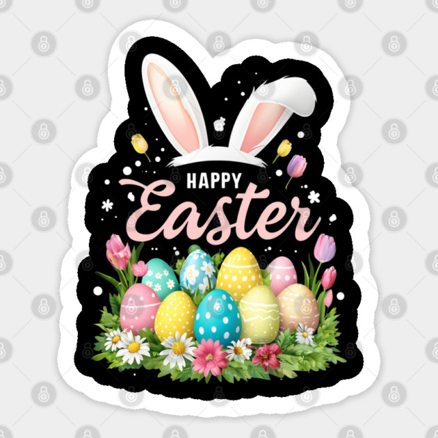 Happy Easter Bunny Spring Easter Egg Easter Sticker by Creatifly Graphic Tees