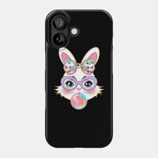 Cute Bunny Rabbit Face Tie Dye Glasses Girl Happy Easter Day Phone Case