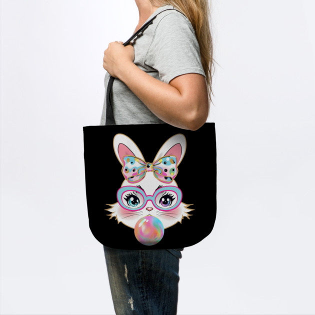 Cute Bunny Rabbit Face Tie Dye Glasses Girl Happy Easter Day by Creatifly Graphic Tees