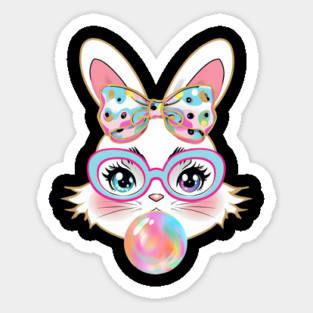 Cute Bunny Rabbit Face Tie Dye Glasses Girl Happy Easter Day Magnet