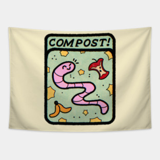 Big Cute Compost Worm Tapestry