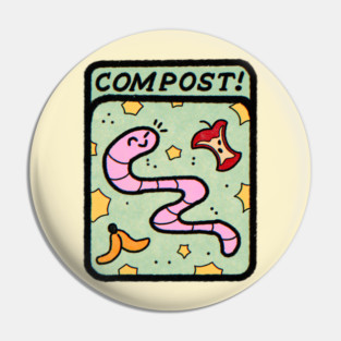 Big Cute Compost Worm Pin