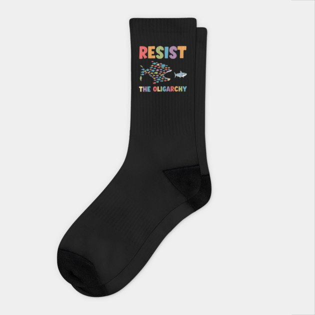 Resist the Oligarchy Funny Fish Anti Trump Political Cartoon Protest Socks by ArtistTee ⭐⭐⭐⭐⭐