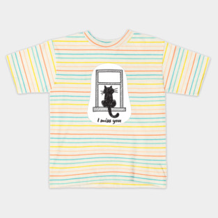 Cat Doodle Art: I miss you Kids T-Shirt