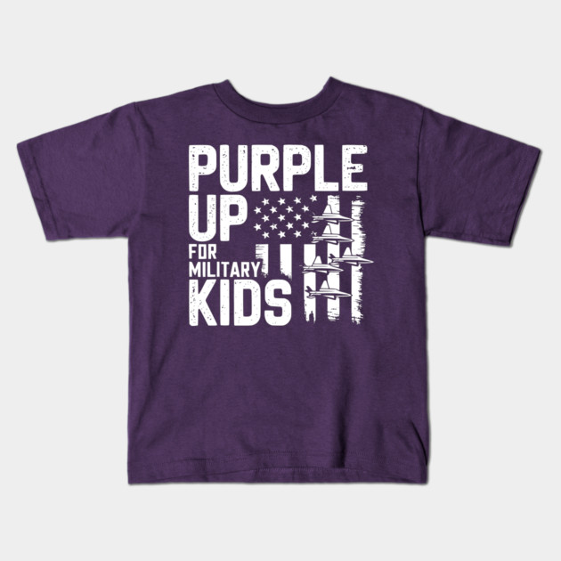 Purple Up For Military Kids Support Military Child Month Patriotic Flag Kids T-Shirt by ArtistTee ⭐⭐⭐⭐⭐