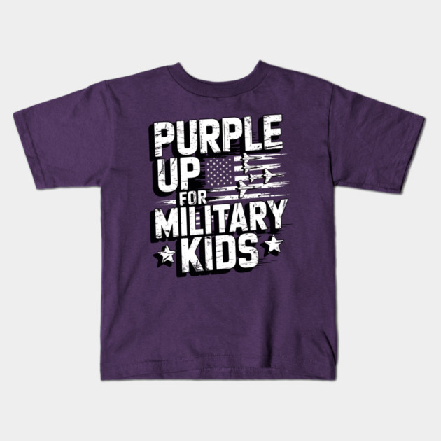Purple Up For Military Kids Flag Military child Month Kids T-Shirt by ArtistTee ⭐⭐⭐⭐⭐