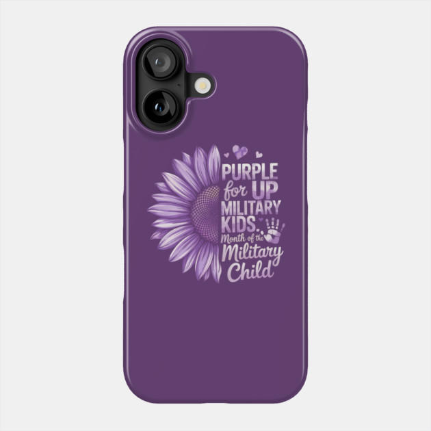 Sunflower Purple Up For Military Kids Military Child Month Floral Support Design Phone Case by ArtistTee ⭐⭐⭐⭐⭐