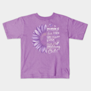 Sunflower Purple Up For Military Kids Military Child Month Floral Support Design Kids T-Shirt